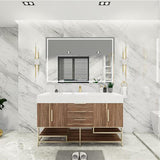 Blossom Freestanding Bathroom Vanity With Acrylic Sink, Drawers, Open Shelf Storage & Gold Hardware & Frame