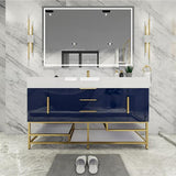 Blossom Freestanding Bathroom Vanity With Acrylic Sink, Drawers, Open Shelf Storage & Gold Hardware & Frame