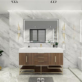 Blossom Freestanding Bathroom Vanity With Acrylic Sink, Drawers, Open Shelf Storage & Gold Hardware & Frame