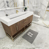 Blossom Freestanding Bathroom Vanity With Acrylic Sink, Drawers, Open Shelf Storage & Gold Hardware & Frame