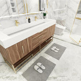 Blossom Freestanding Bathroom Vanity With Acrylic Sink, Drawers, Open Shelf Storage & Gold Hardware & Frame