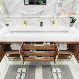 Blossom Freestanding Bathroom Vanity With Acrylic Sink, Drawers, Open Shelf Storage & Gold Hardware & Frame