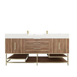 Blossom Freestanding Bathroom Vanity With Acrylic Sink, Drawers, Open Shelf Storage & Gold Hardware & Frame