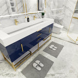 Blossom Freestanding Bathroom Vanity With Acrylic Sink, Drawers, Open Shelf Storage & Gold Hardware & Frame