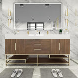 Blossom Freestanding Bathroom Vanity With Acrylic Sink, Drawers, Open Shelf Storage & Gold Hardware & Frame