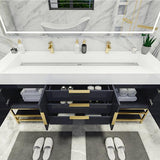 Blossom Freestanding Bathroom Vanity With Acrylic Sink, Drawers, Open Shelf Storage & Gold Hardware & Frame