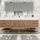 Blossom Freestanding Bathroom Vanity With Acrylic Sink, Drawers, Open Shelf Storage & Gold Hardware & Frame