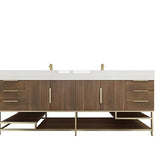 Blossom Freestanding Bathroom Vanity With Acrylic Sink, Drawers, Open Shelf Storage & Gold Hardware & Frame