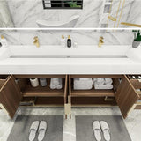 Blossom Freestanding Bathroom Vanity With Acrylic Sink, Drawers, Open Shelf Storage & Gold Hardware & Frame