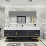 Blossom Freestanding Bathroom Vanity With Acrylic Sink, Drawers, Open Shelf Storage & Gold Hardware & Frame