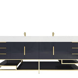 Blossom Freestanding Bathroom Vanity With Acrylic Sink, Drawers, Open Shelf Storage & Gold Hardware & Frame