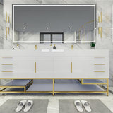 Blossom Freestanding Bathroom Vanity With Acrylic Sink, Drawers, Open Shelf Storage & Gold Hardware & Frame