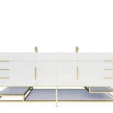 Blossom Freestanding Bathroom Vanity With Acrylic Sink, Drawers, Open Shelf Storage & Gold Hardware & Frame