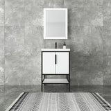 Marinus Freestanding Bathroom Vanity With Reinforced Acrylic Sink, Doors & Open Storage Shelves