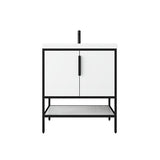 Marinus Freestanding Bathroom Vanity With Reinforced Acrylic Sink, Doors & Open Storage Shelves