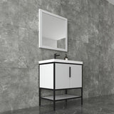 Marinus Freestanding Bathroom Vanity With Reinforced Acrylic Sink, Doors & Open Storage Shelves