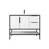 Marinus Freestanding Bathroom Vanity With Reinforced Acrylic Sink, Doors & Open Storage Shelves