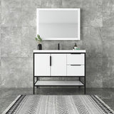 Marinus Freestanding Bathroom Vanity With Reinforced Acrylic Sink, Doors & Open Storage Shelves