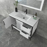 Marinus Freestanding Bathroom Vanity With Reinforced Acrylic Sink, Doors & Open Storage Shelves