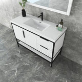 Marinus Freestanding Bathroom Vanity With Reinforced Acrylic Sink, Doors & Open Storage Shelves