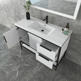 Marinus Freestanding Bathroom Vanity With Reinforced Acrylic Sink, Doors & Open Storage Shelves