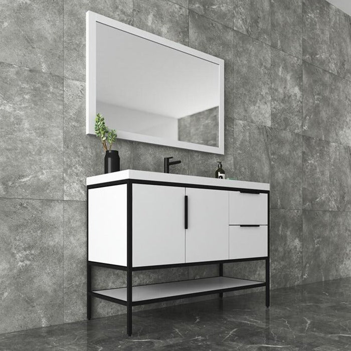 Marinus Freestanding Bathroom Vanity With Reinforced Acrylic Sink, Doors & Open Storage Shelves