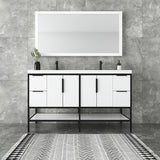 Marinus Freestanding Bathroom Vanity With Reinforced Acrylic Sink, Doors & Open Storage Shelves