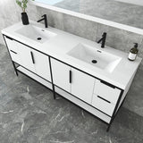 Marinus Freestanding Bathroom Vanity With Reinforced Acrylic Sink, Doors & Open Storage Shelves