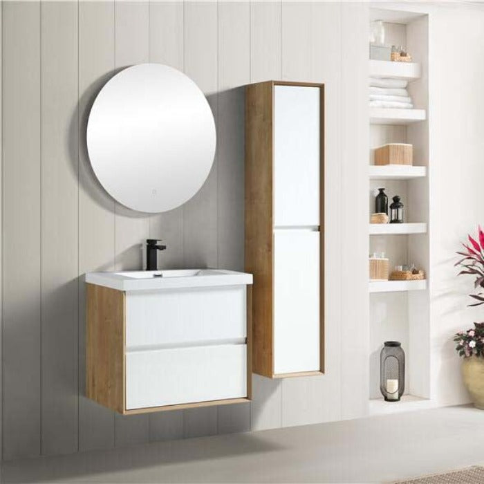 Luxury Kingdom Floating / Wall Mounted Bathroom Vanity With Acrylic Sink, Farmhouse Bath Vanity W/ Storage Cabinet