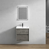 Luxury Kingdom Floating / Wall Mounted Bathroom Vanity With Acrylic Sink, Farmhouse Bath Vanity W/ Storage Cabinet