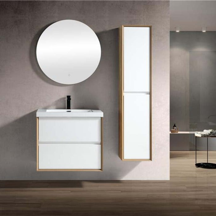 Luxury Kingdom Floating / Wall Mounted Bathroom Vanity With Acrylic Sink, Farmhouse Bath Vanity W/ Storage Cabinet