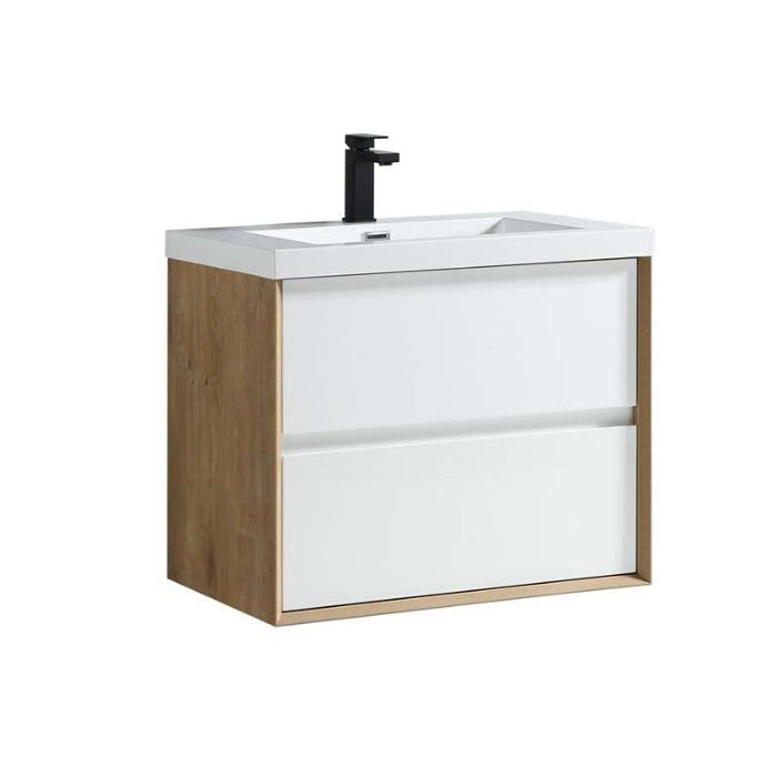 Luxury Kingdom Floating / Wall Mounted Bathroom Vanity With Acrylic Sink, Farmhouse Bath Vanity W/ Storage Cabinet