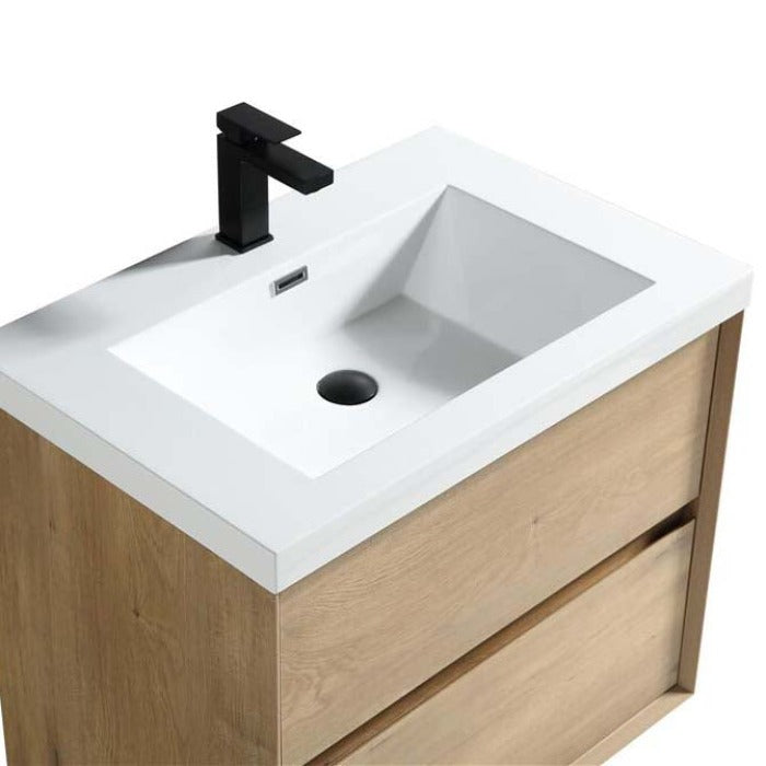 Luxury Kingdom Floating / Wall Mounted Bathroom Vanity With Acrylic Sink, Farmhouse Bath Vanity W/ Storage Cabinet