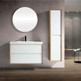 Luxury Kingdom Floating / Wall Mounted Bathroom Vanity With Acrylic Sink, Farmhouse Bath Vanity W/ Storage Cabinet