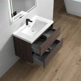 Luxury Kingdom Floating / Wall Mounted Bathroom Vanity With Acrylic Sink, Farmhouse Bath Vanity W/ Storage Cabinet