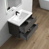 Luxury Kingdom Floating / Wall Mounted Bathroom Vanity With Acrylic Sink, Farmhouse Bath Vanity W/ Storage Cabinet