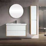 Luxury Kingdom Floating / Wall Mounted Bathroom Vanity With Acrylic Sink, Farmhouse Bath Vanity W/ Storage Cabinet