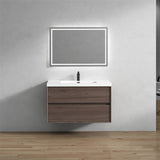 Luxury Kingdom Floating / Wall Mounted Bathroom Vanity With Acrylic Sink, Farmhouse Bath Vanity W/ Storage Cabinet