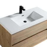 Luxury Kingdom Floating / Wall Mounted Bathroom Vanity With Acrylic Sink, Farmhouse Bath Vanity W/ Storage Cabinet