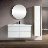 Luxury Kingdom Floating / Wall Mounted Bathroom Vanity With Acrylic Sink, Farmhouse Bath Vanity W/ Storage Cabinet