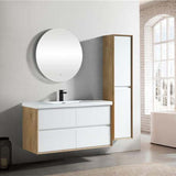 Luxury Kingdom Floating / Wall Mounted Bathroom Vanity With Acrylic Sink, Farmhouse Bath Vanity W/ Storage Cabinet