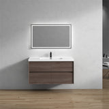 Luxury Kingdom Floating / Wall Mounted Bathroom Vanity With Acrylic Sink, Farmhouse Bath Vanity W/ Storage Cabinet