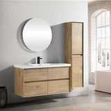 Luxury Kingdom Floating / Wall Mounted Bathroom Vanity With Acrylic Sink, Farmhouse Bath Vanity W/ Storage Cabinet