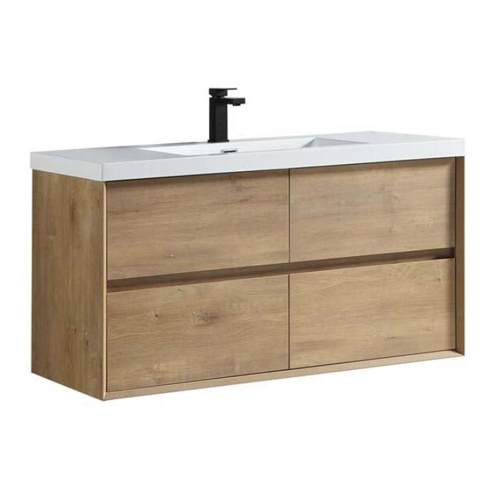 Luxury Kingdom Floating / Wall Mounted Bathroom Vanity With Acrylic Sink, Farmhouse Bath Vanity W/ Storage Cabinet