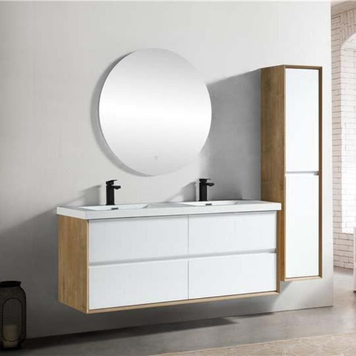 Luxury Kingdom Floating / Wall Mounted Bathroom Vanity With Acrylic Sink, Farmhouse Bath Vanity W/ Storage Cabinet