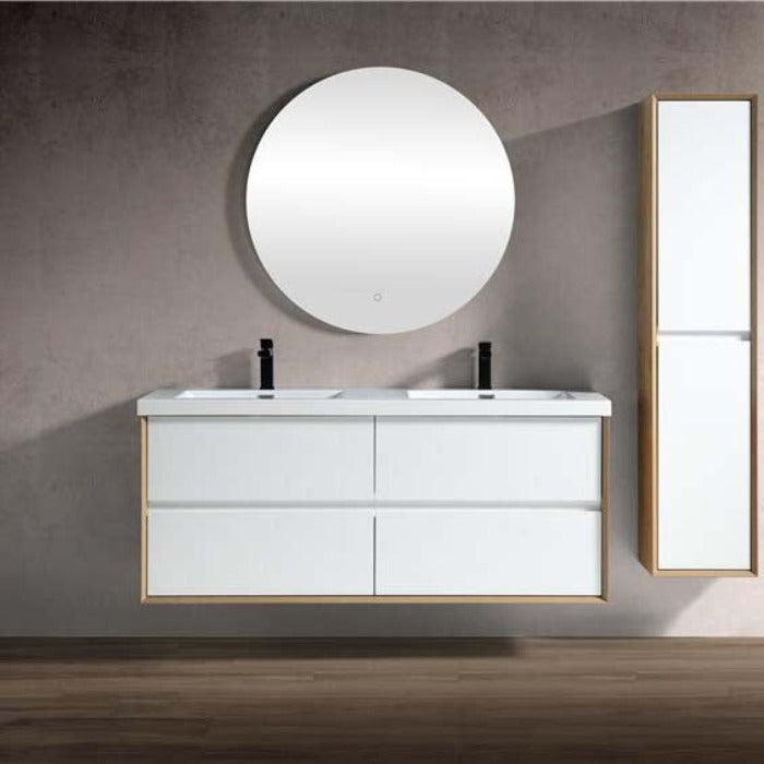 Luxury Kingdom Floating / Wall Mounted Bathroom Vanity With Acrylic Sink, Farmhouse Bath Vanity W/ Storage Cabinet