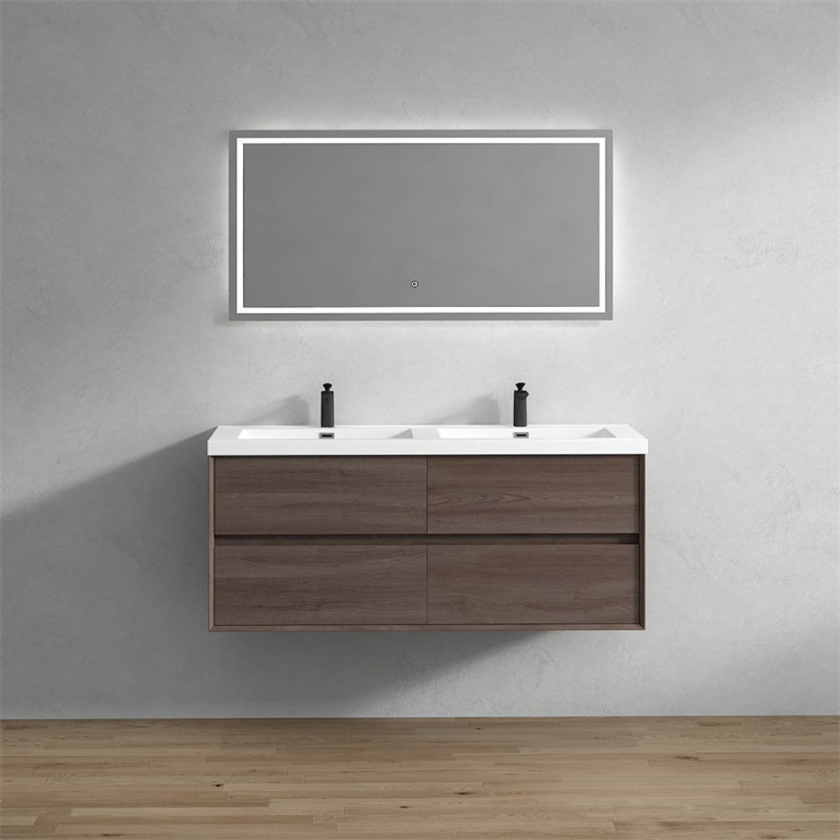 Luxury Kingdom Floating / Wall Mounted Bathroom Vanity With Acrylic Sink, Farmhouse Bath Vanity W/ Storage Cabinet