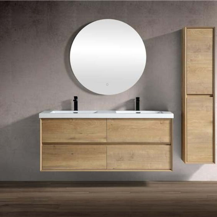 Luxury Kingdom Floating / Wall Mounted Bathroom Vanity With Acrylic Sink, Farmhouse Bath Vanity W/ Storage Cabinet