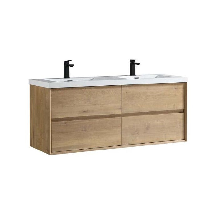 Luxury Kingdom Floating / Wall Mounted Bathroom Vanity With Acrylic Sink, Farmhouse Bath Vanity W/ Storage Cabinet