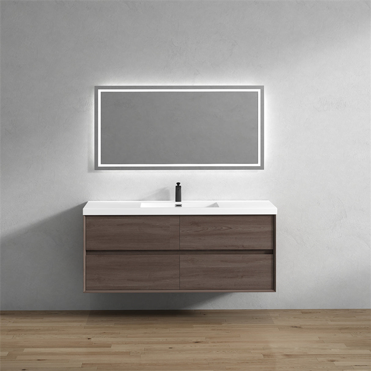 Luxury Kingdom Floating / Wall Mounted Bathroom Vanity With Acrylic Sink, Farmhouse Bath Vanity W/ Storage Cabinet